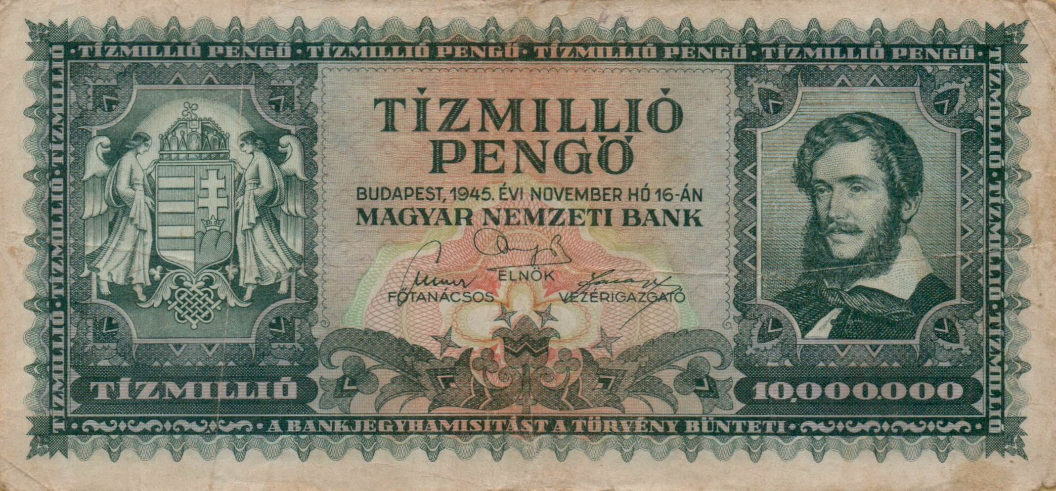 Hungary 10000000 1945 XF P-123